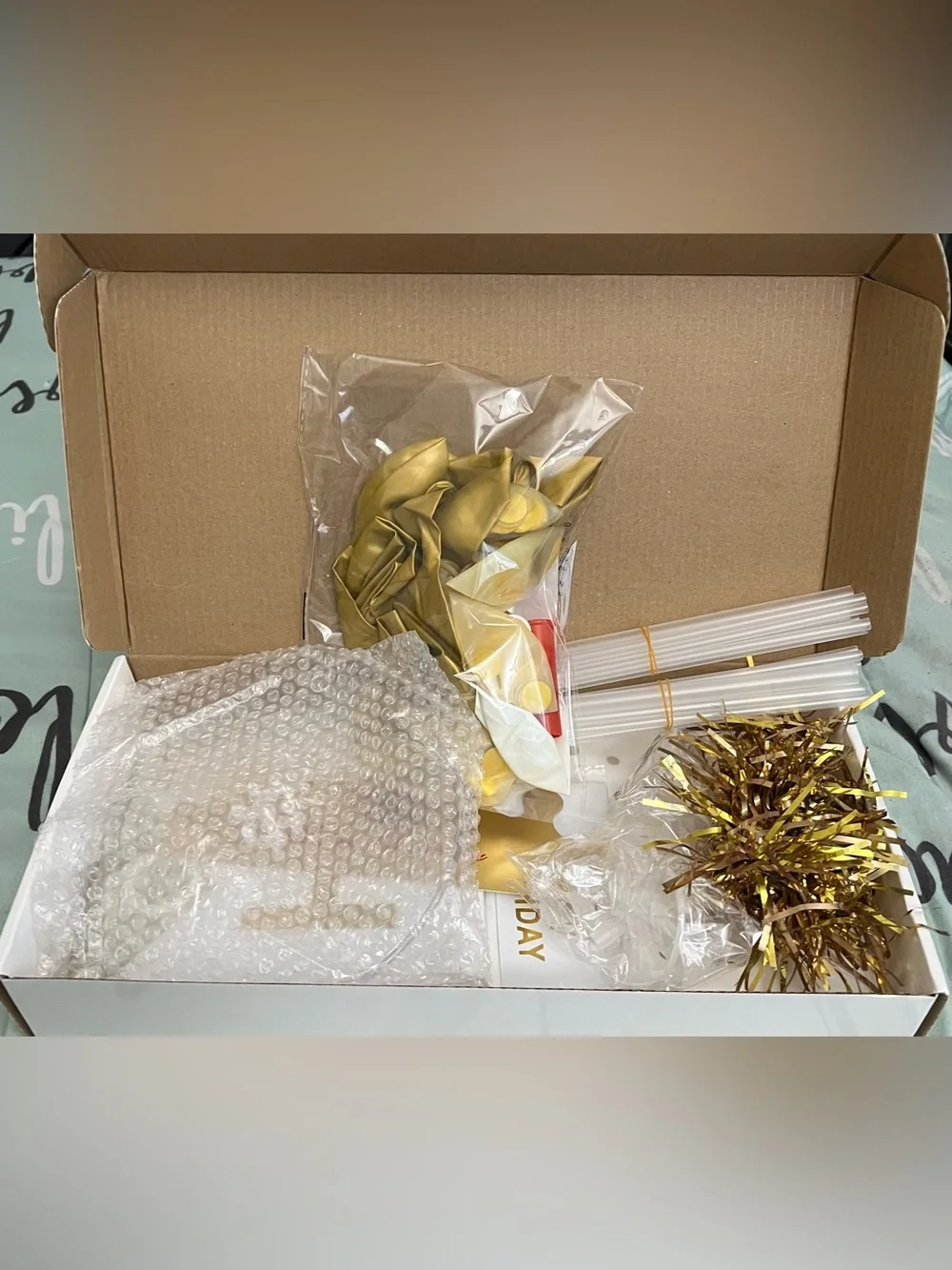 Gold and Transparent Confetti Balloon Bouquet Stand